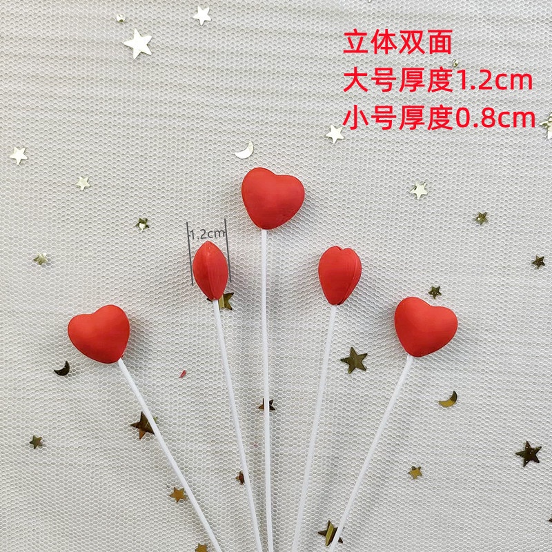 Phụ Kiện Trang Trí Bánh Kem Hình Trái Tim 3D Ba Chiều Màu Hồng Dễ Thương