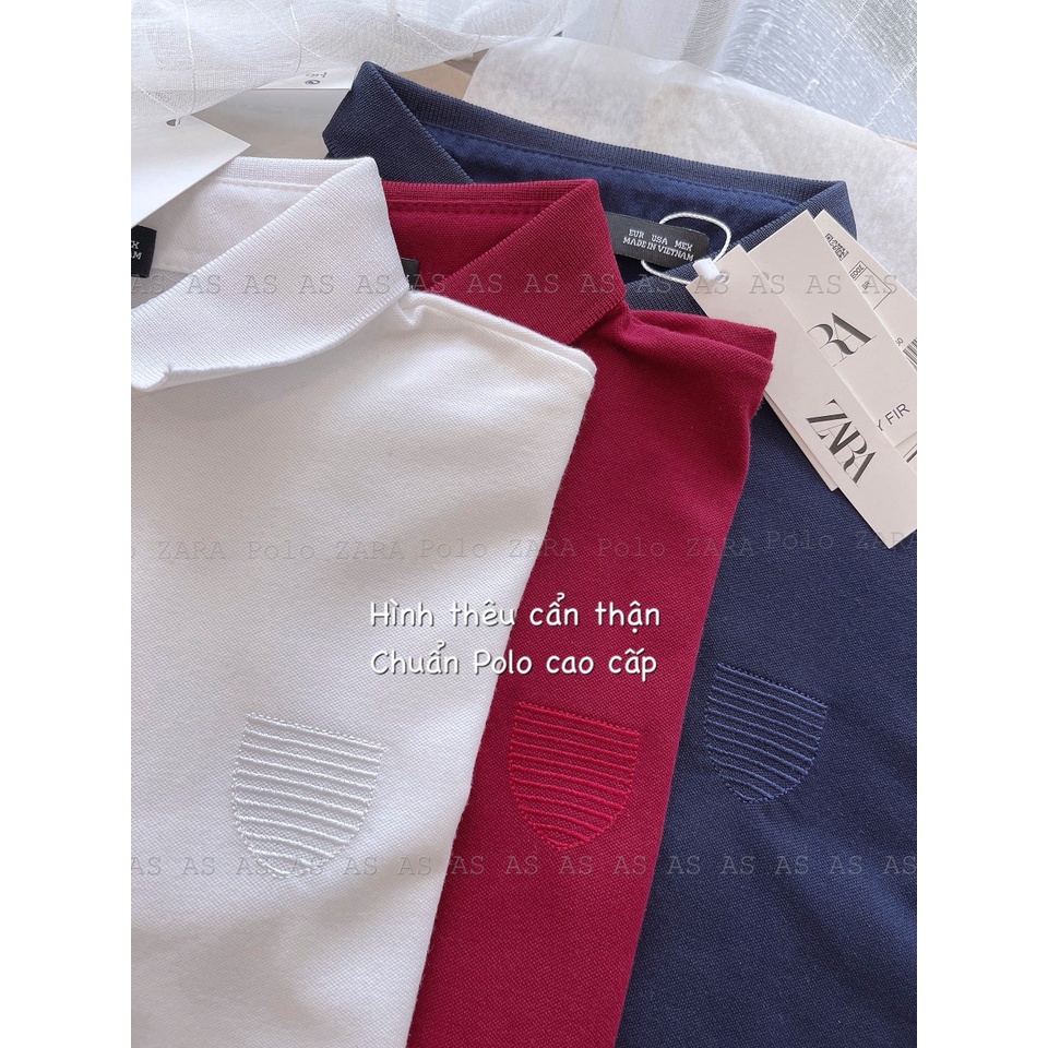 Áo polo ZR thêu cổ trụ 2 màu trắng xanh than AT106