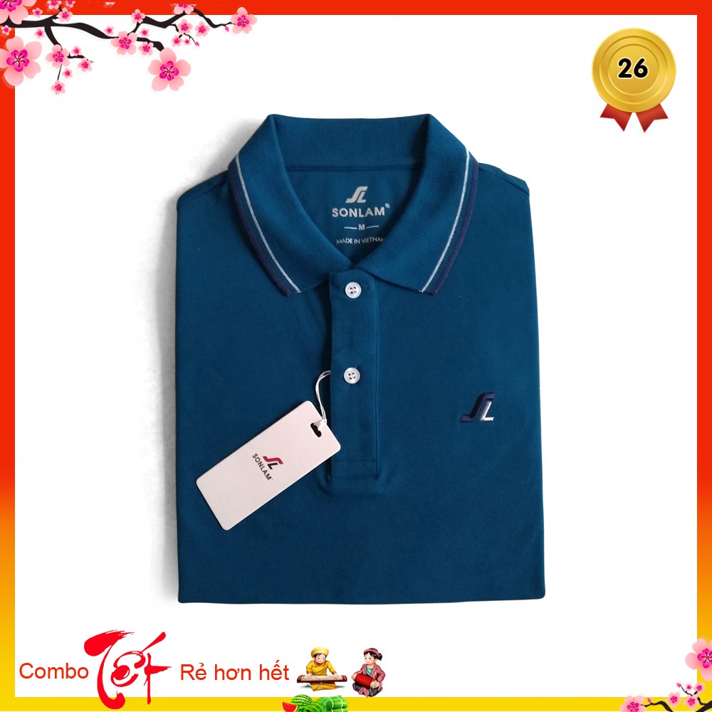Áo Thun Nam Có Cổ ⚡️ Hàng VNXK Cao Cấp ⚡️ Áo Thun Nam Polo Sonlam V1 Màu Xanh Cổ Vịt
