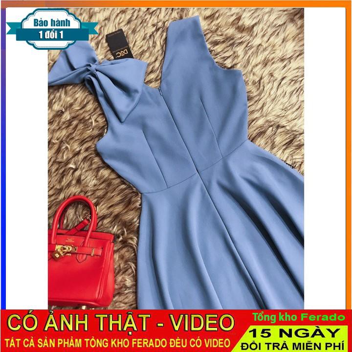 [ xả kho ] MiD Đầm suông nơ vai V1099 Mie Design ảnh thật
