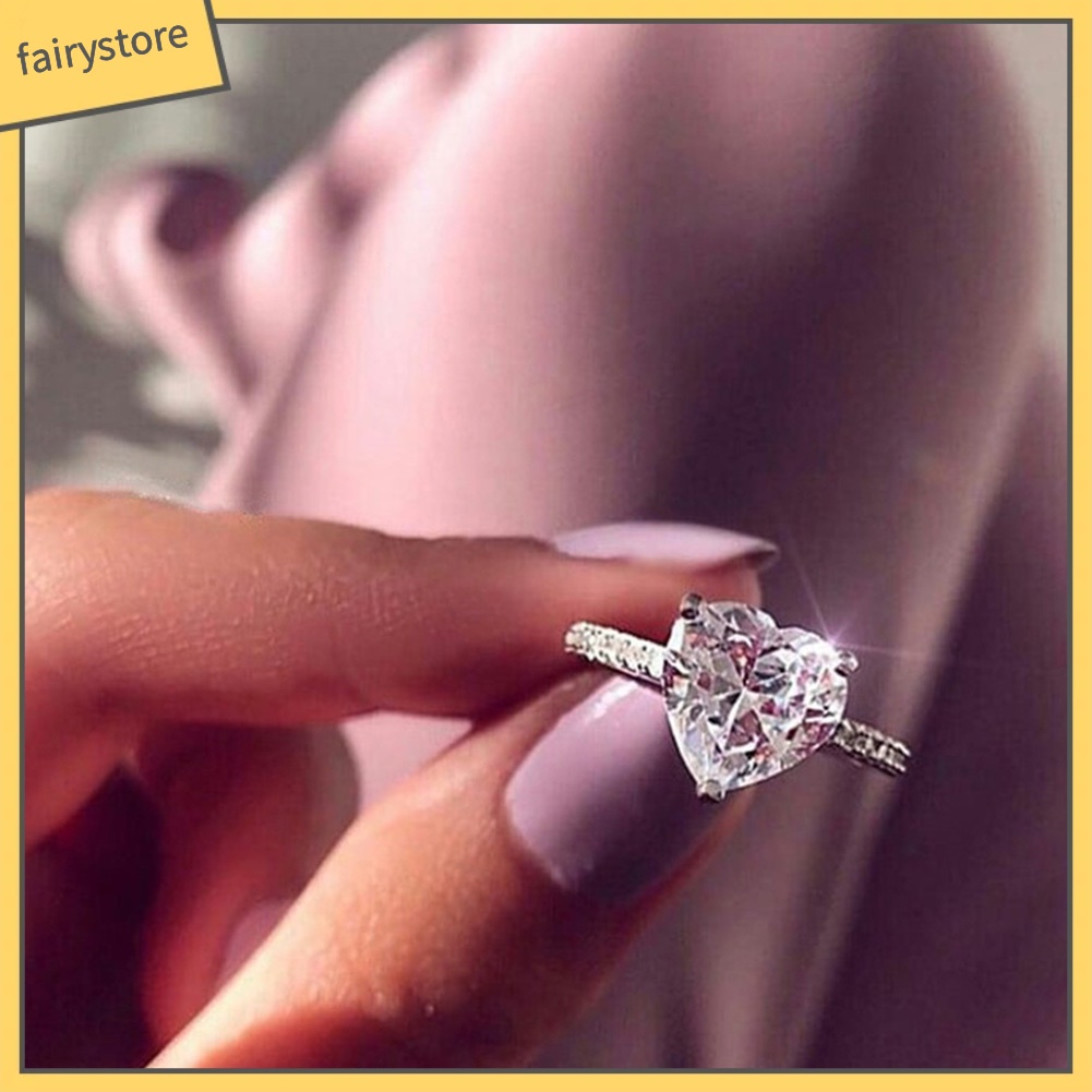 Nhẫn Hợp Kim Đính Đá Hình Trái Tim Sang Trọng Cho Nữ