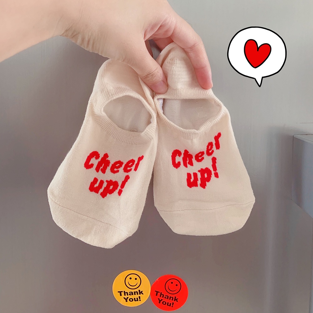 Tất cotton cổ thấp in chữ tiếng anh dễ thương xinh xắn chống trượt thoáng khí cho nữ