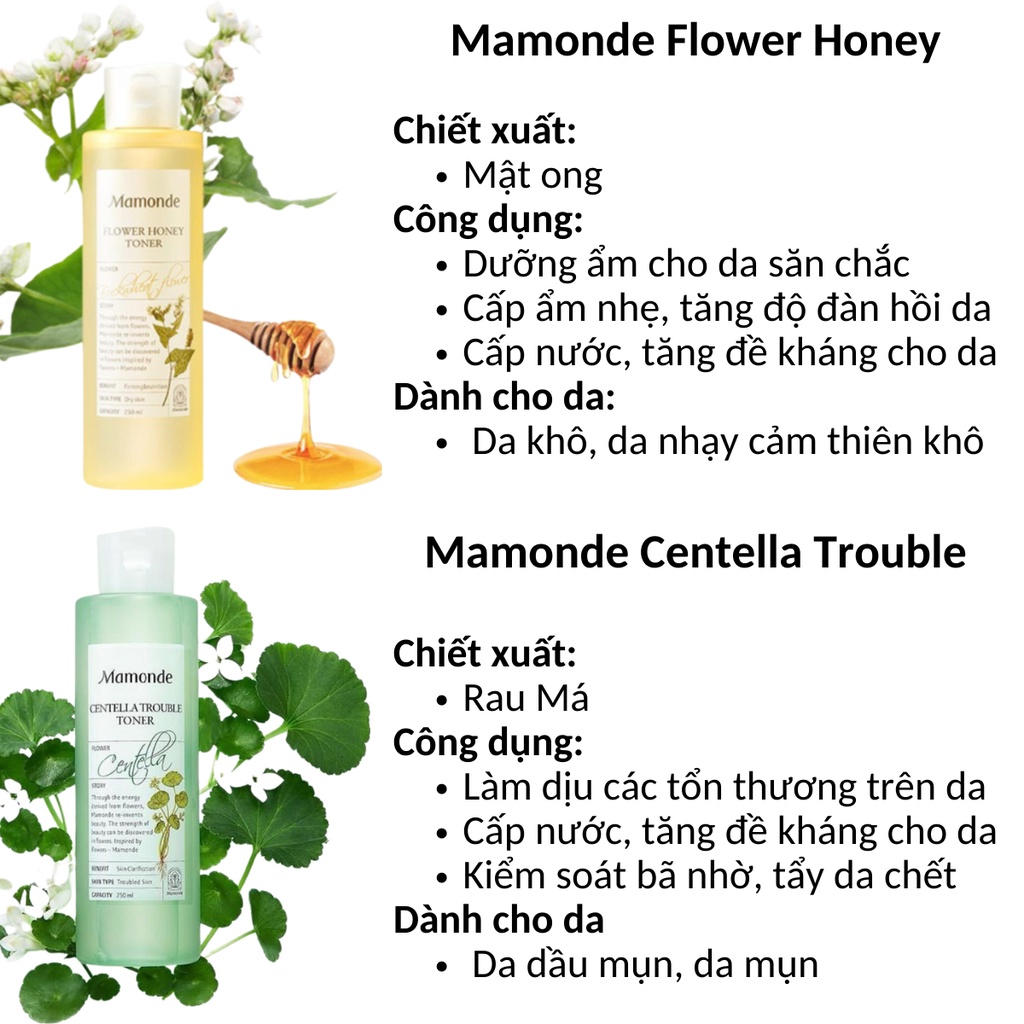 Nước hoa hồng cân bằng da Mamonde Toner cấp ẩm dưỡng da dịu nhẹ 150ml 250ml DA08