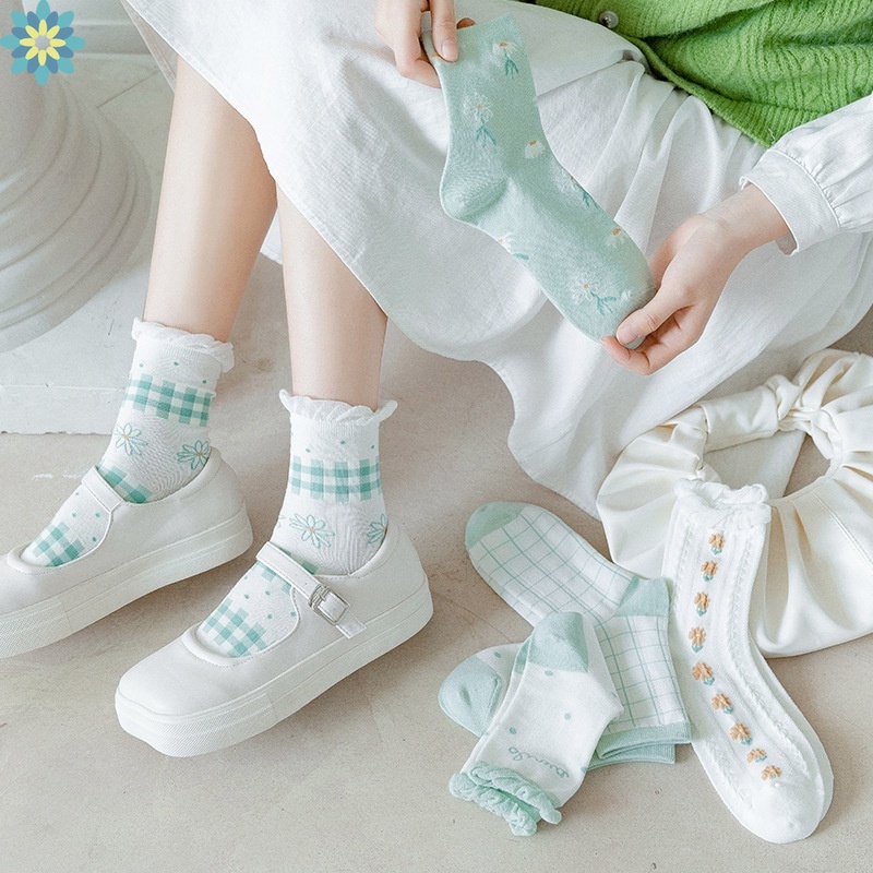 Vớ Trắng Cổ Cao Kiểu Vintage Thời Trang Cho Nữ