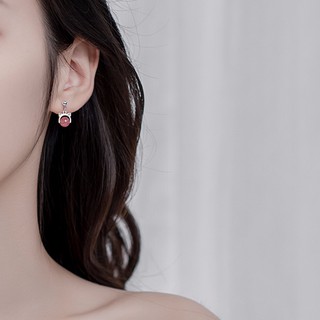 Bông tai dâu tây mèo hạt tòn ten nhỏ xinh