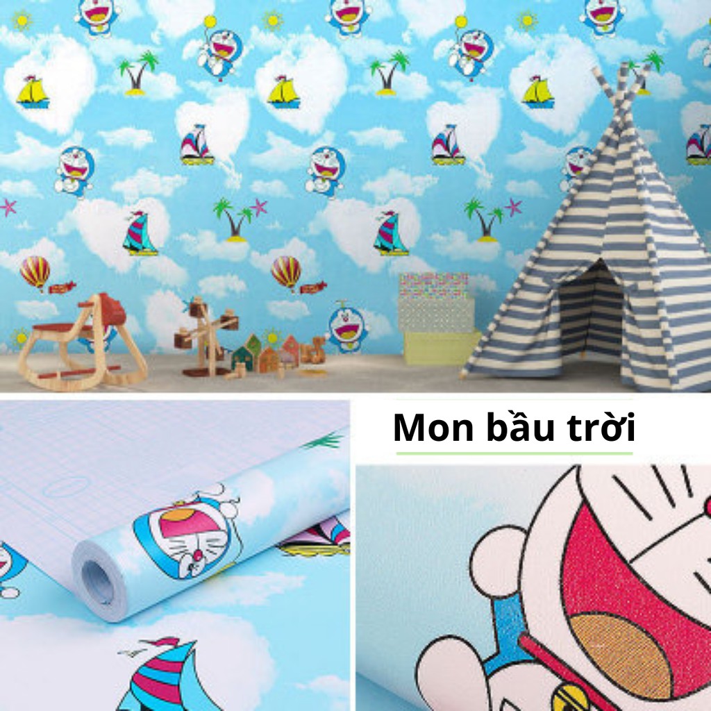 Giấy dán tường họa tiết doraemon, Decal giấy dán tường doraemon dễ thương - cuộn 5 mét khổ rộng 45cm - Lala Mart