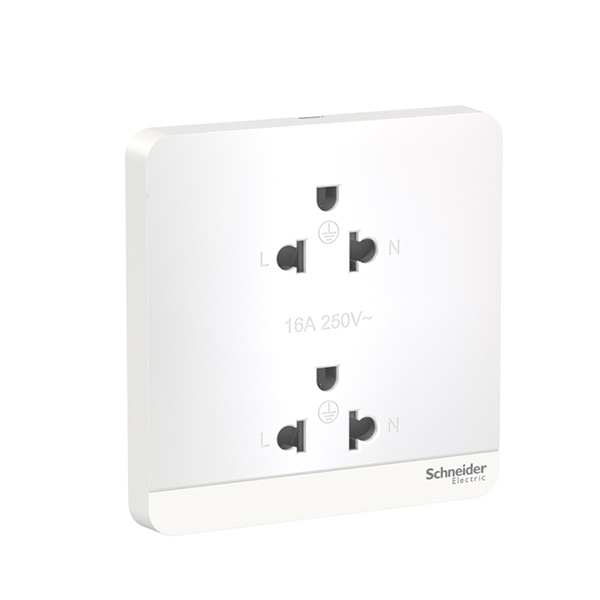 Schneider - Bộ ổ cắm đôi 3 chấu E83426UES2_WE_G19 16A màu trắng dòng AvatarON Schneider