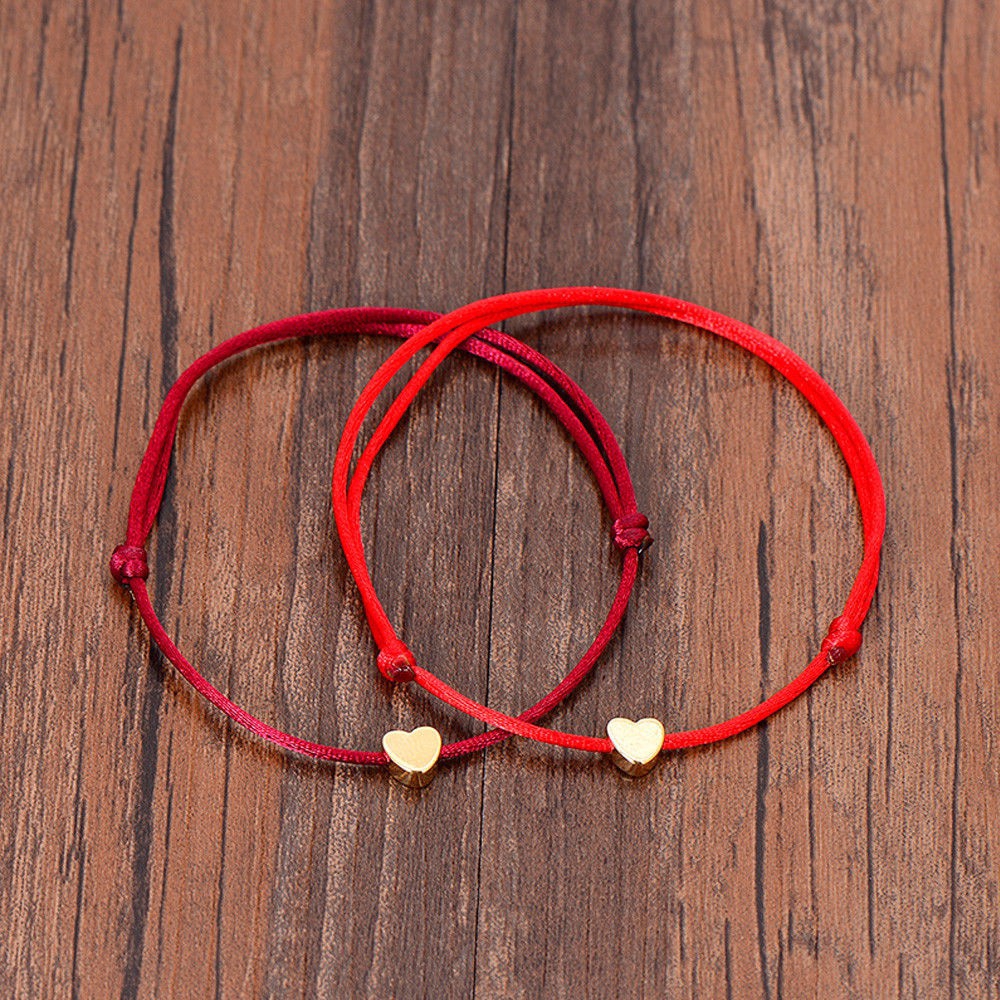 Vòng tay may mắn dây mặt hình trái tim có thể điều chỉnh kích thước | BigBuy360 - bigbuy360.vn