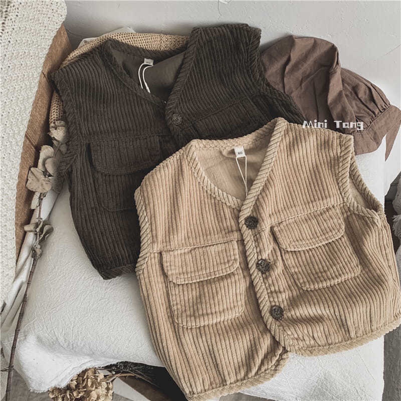 Áo Ghi Lê Nhỏ Nhắn Cài Một Hàng Khuy Thời Trang Xuân Thu Phong Cách Retro Hợp Thời Trang Cho Bé Trai Và Bé Gái