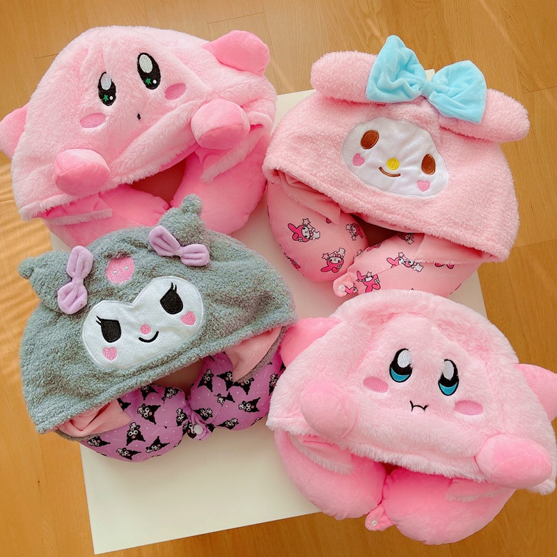 Gối Kê Cổ Chữ U Có Mũ Trùm Đầu Hình Hoạt Hình Sanrio Kuromi Kirby