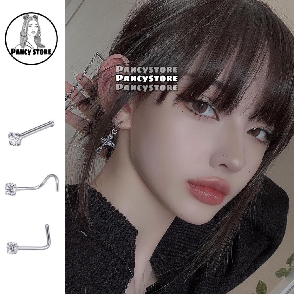 khuyên mũi đính kim tròn nhiều kiểu size kim 3mm