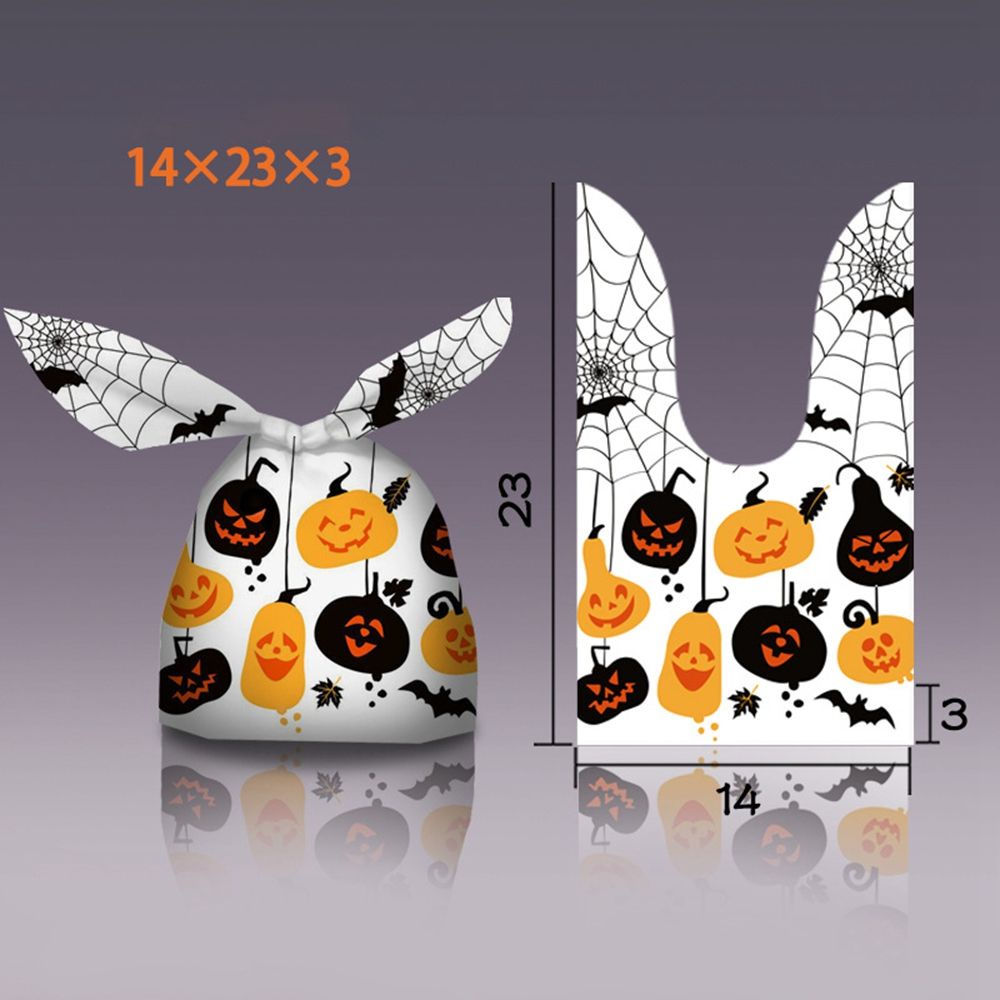 Set 50 túi đựng bánh kẹp hình tai thỏ in họa tiết trang trí lễ hội Halloween độc đáo