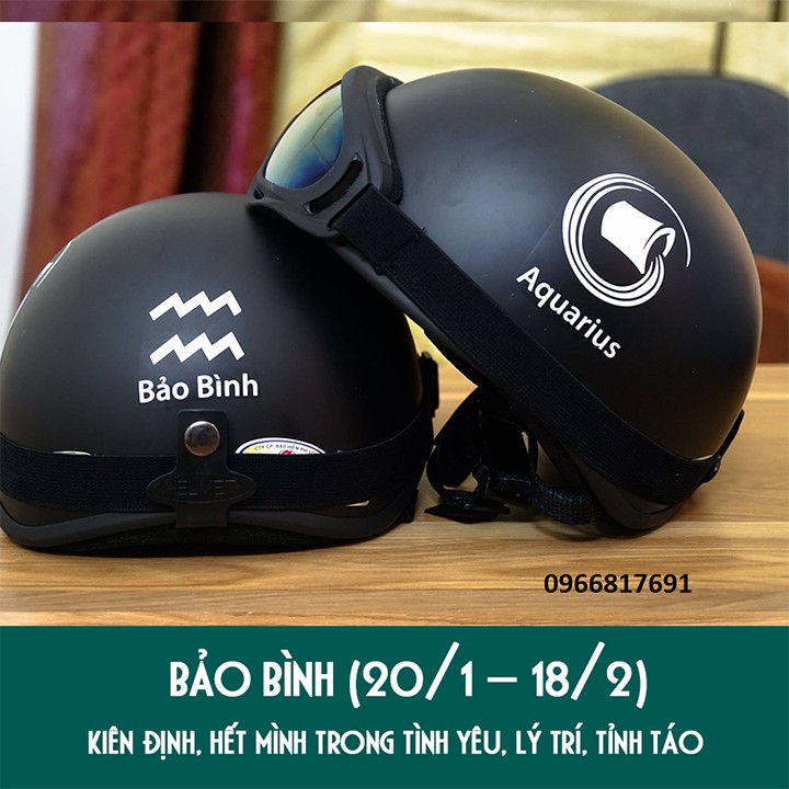 Mũ bảo hiểm nửa đầu cung hoàng đạo(Đen) TẶng Kính phượt uv400 - Mũ bảo hiểm xe máy - Mũ bảo hiểm phượt