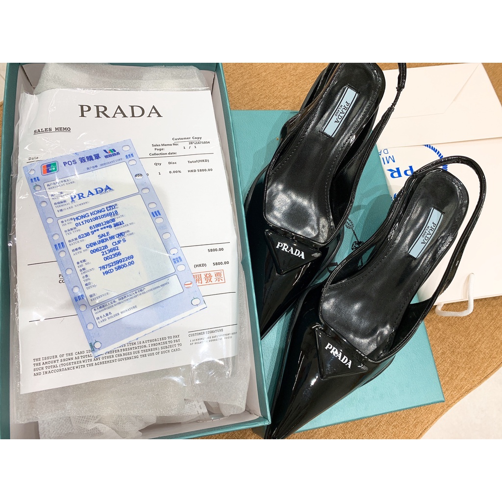 Guốc Mũi Nhọn PRADA gót thấp có quai sau