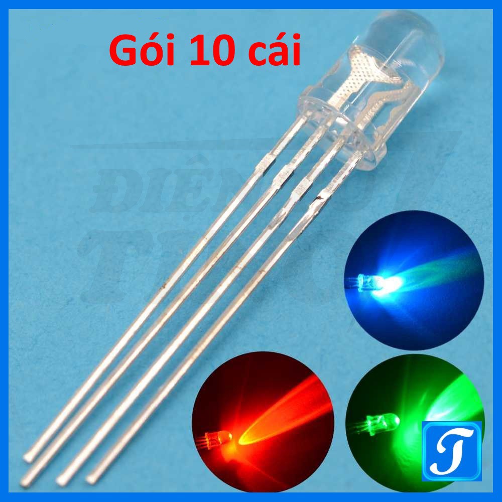 [Combo 10 cái] Led 7 Màu RGB Siêu Sáng 5mm loại Âm và Dương chung tùy chọn