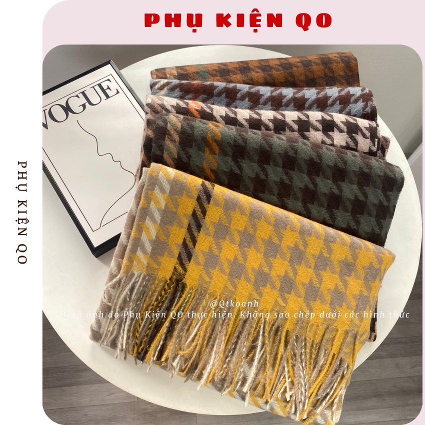 Khăn quàng cổ Cashmere kẻ nhiều màu mềm mại K21