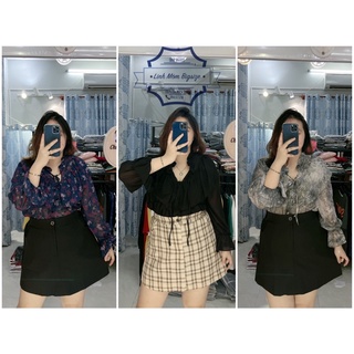 Áo sơmi voan bèo nơ nhí bigsize linh móm