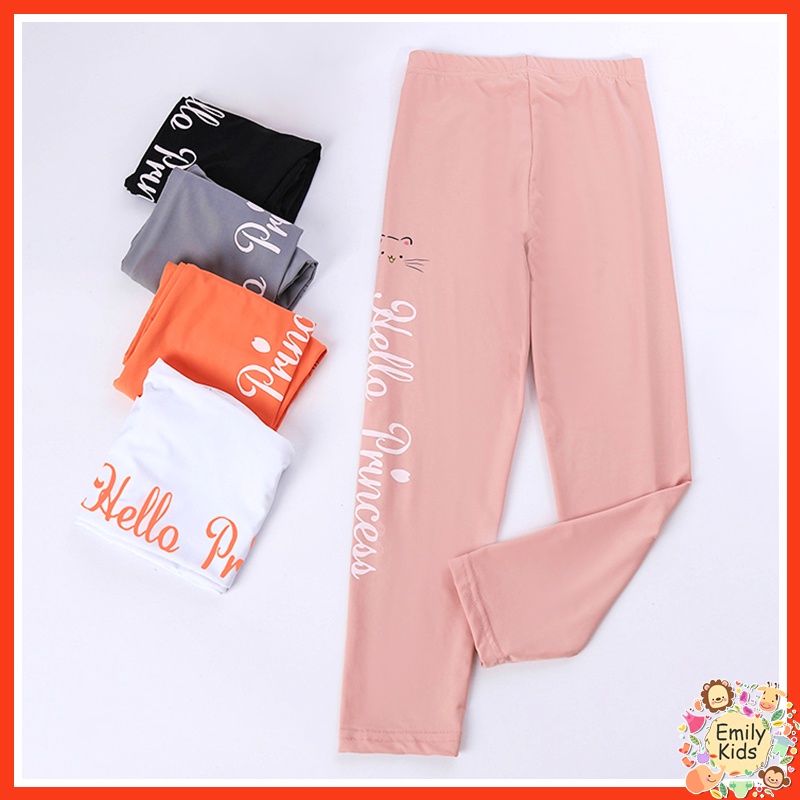Quần Legging Thể Thao Màu Trơn In Chữ Dành Cho Bé Gái 3-12 Tuổi