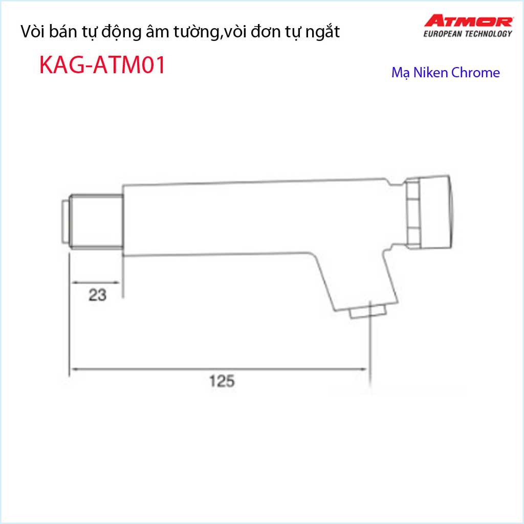 Vòi lạnh gắn tường  tự ngắt nước, vòi  lạnh nhấn Atmor  KAG-ATM01