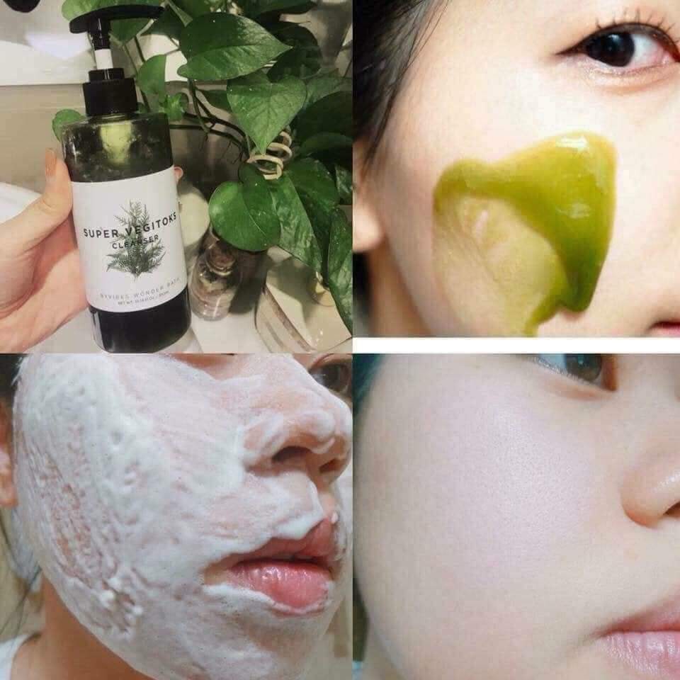 Sữa rửa mặt trắng da - sữa rửa mặt giảm mụn sủi bọt làm sạch thải độc rau củ quả Hàn Quốc 200ml
