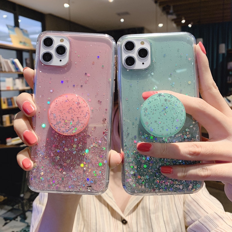 Ốp Lưng Họa Tiết Ngôi Sao Lấp Lánh Kèm Giá Đỡ Cho Iphone 6s 6 6s Plus 7 8 Plus 11 Pro Max Xs X Xr