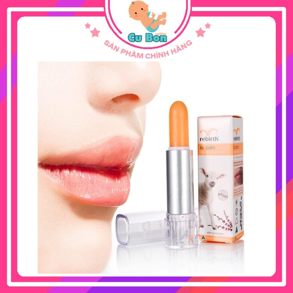 Son Dưỡng Môi Chống Nắng Nhau Thai Cừu Và Vitamin E Rebirth Lanolin Lip Balm Vitamin E &amp; Apricot Oil