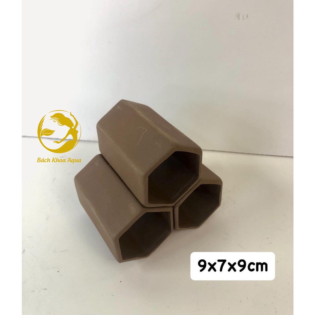 Gốm 3 ống lục giác trang trí bể cá