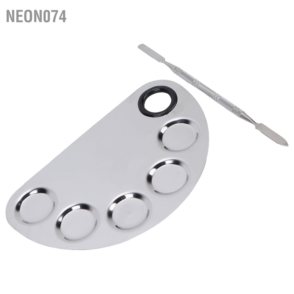Neon074 Bảng trộn trang điểm Thìa thép không gỉ Sơn bột màu Son môi Tấm