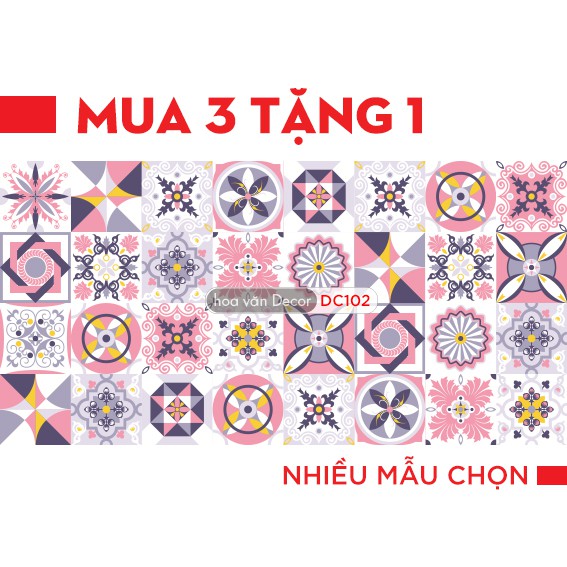 Decal gạch bông nguyên tấm, dán bếp, dán tường, decor nhà cửa - Mua 3 Tặng 1