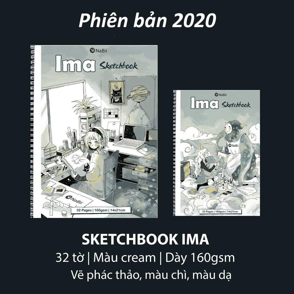 (Phiên bản mới 2021) Sổ phác thảo Nabii Ima Sketchbook 160gsm 32 tờ