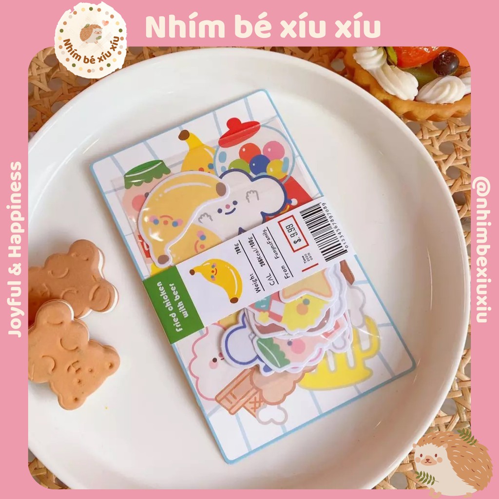 20 miếng dán sticker gấu và hoa quả phong cách HQ nhimbexiuxiu