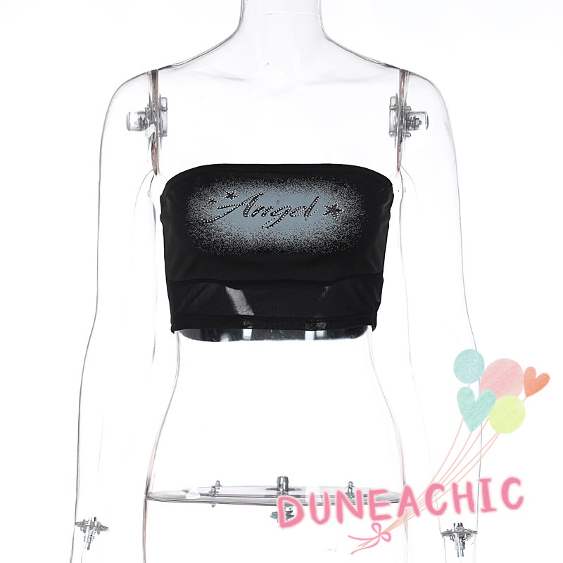 DUNEA Đầm Phối Lưới In Chữ Thiết Kế Quyến Rũ Cho Nữ