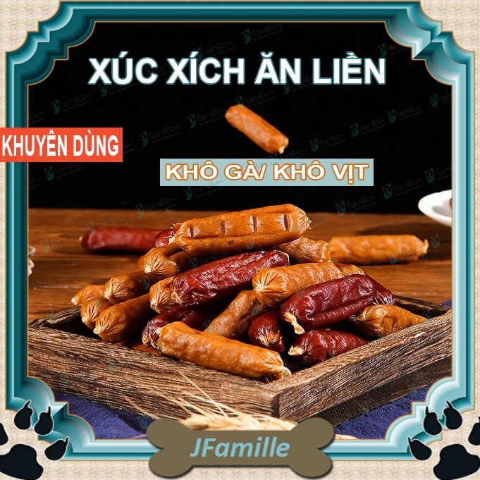 Đồ Ăn Vặt, Snack Chó Mèo JFAMILLE. Xúc Xích Khô Gà, Vịt. Giàu Đạm Dễ Tiêu Hóa, Túi 100Gr - JF194
