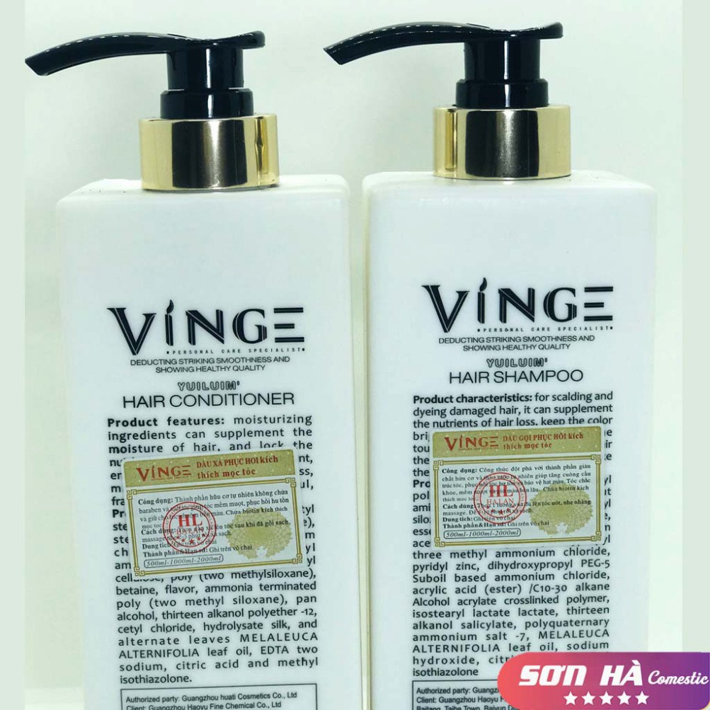 Cặp Dầu Gội Xả Collagen Vinge 1000ML Ngăn Rụng Tóc Phục Hồi Tóc Hư Tổn Bổ Sung Độ Ẩm Giúp Tóc Khoẻ Mạnh - HT152