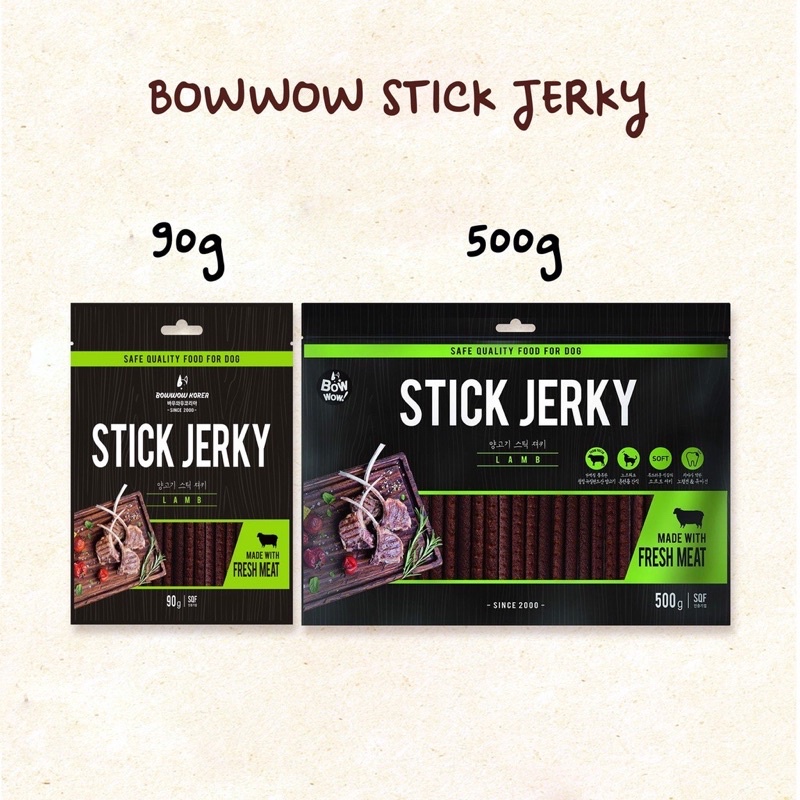 [ Gói to 500g ] Snack thịt que mềm Bowwow Stick Jerky cho cún