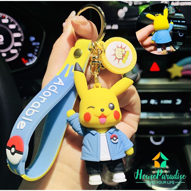 Móc Khóa Mặt Hình Pikachu Hoạt Hình Dễ Thương Sáng Tạo