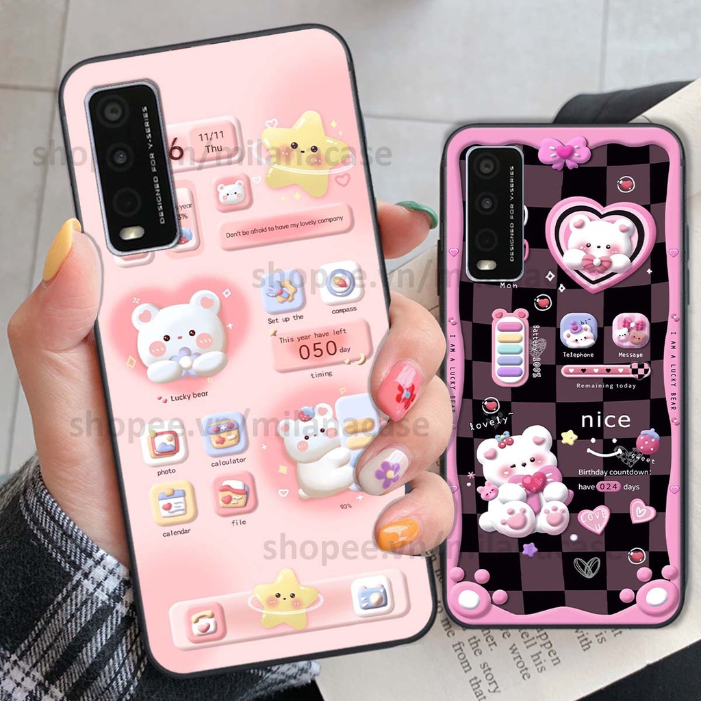 Ốp Vivo Y20 hình đồng hồ icon gấu mèo cute cực dễ thương ngộ nghĩnh