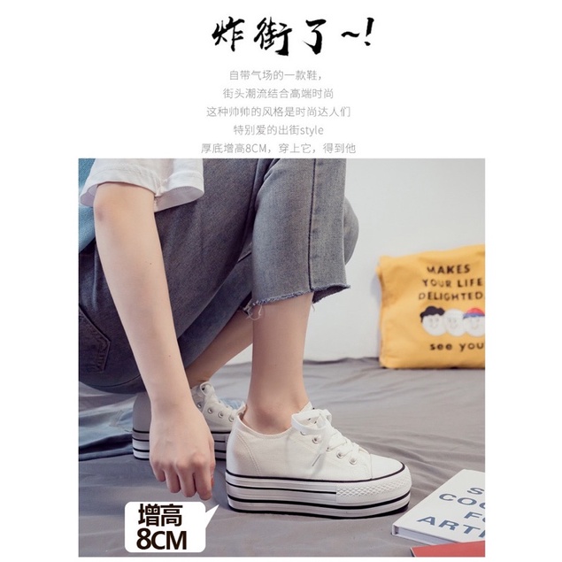 Giầy độn đế form gọn cao 8cm 3 màu thời trang GDS00901