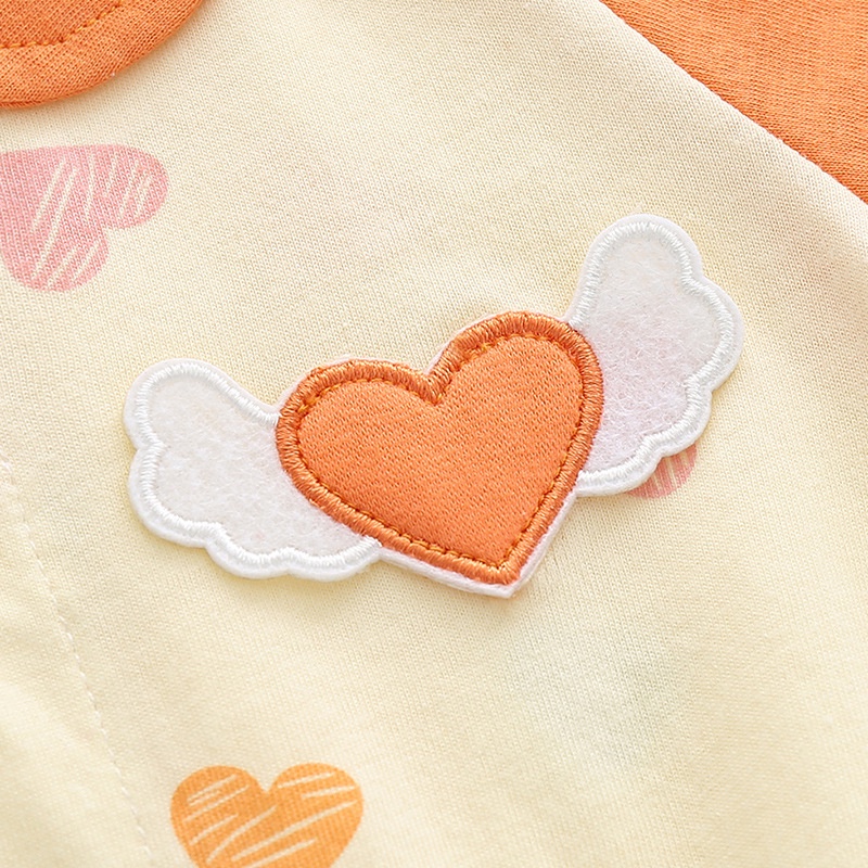 Bộ Áo Liền Quần Bằng Cotton Tay Ngắn Cổ Búp Bê In Hoạt Hình Dành Cho Bé Gái 0-24 Tháng Tuổi