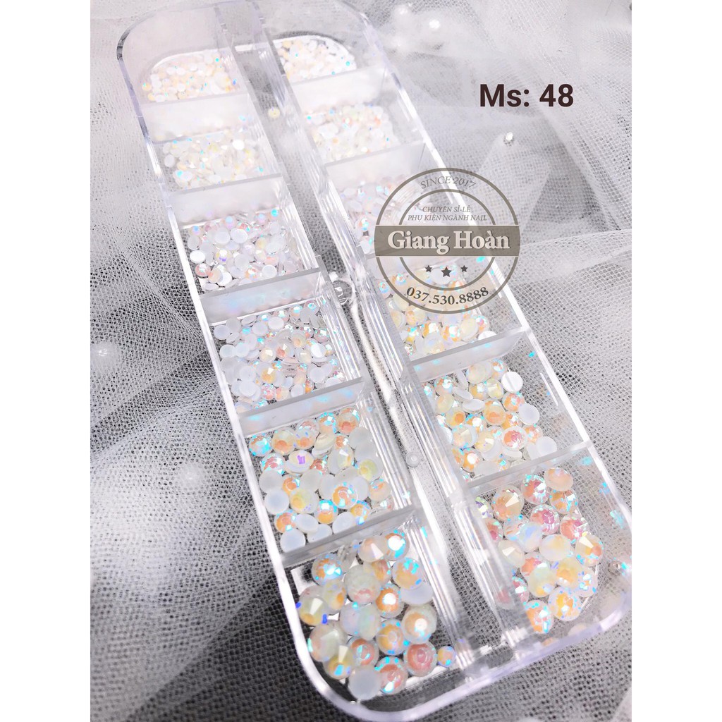 Đá nail - Đá chân keo khay mix size siêu sáng loại 1 - Mã CK48