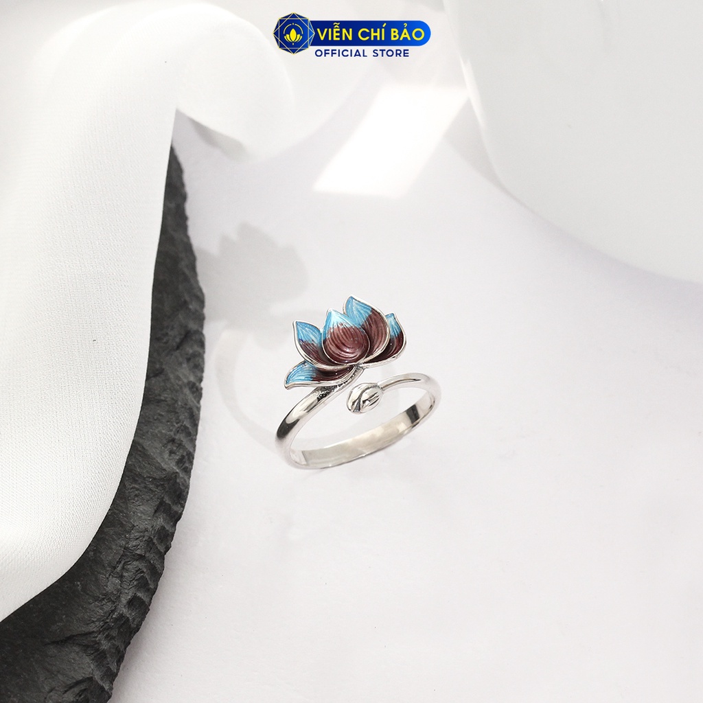 Nhẫn bạc nữ Hoa Sen Xanh chất liệu bạc Thái 925 thời trang phụ kiện trang sức nữ Viễn Chí Bảo N000503