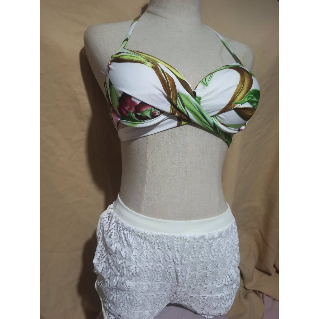 Bộ đồ bơi nữ 4 chi tiết áo voan họa tiết hoa siêu đẹp -bikini áo tắm - ảnh thật
