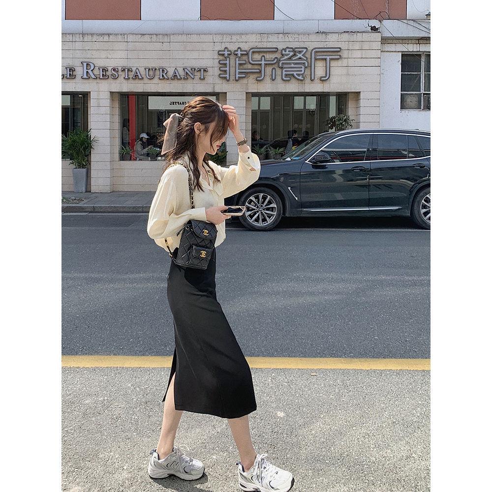 Honypove Chân Váy Hồng Lưng Cao Xẻ Tà Quyến Rũ Thời Trang Xuân Hè Phong Cách Hàn Quốc Cho Nữ 2022