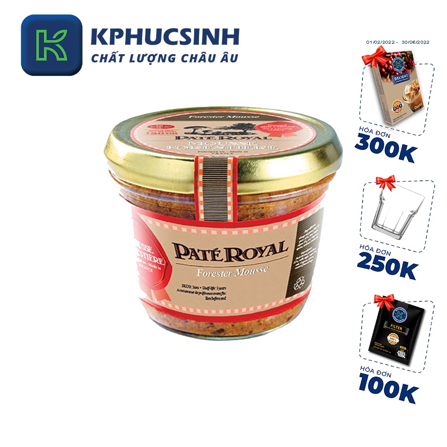 Pate Royal thịt hương nấm rừng dạng nhuyễn 180g KPHUCSINH - Hàng Chính Hãng