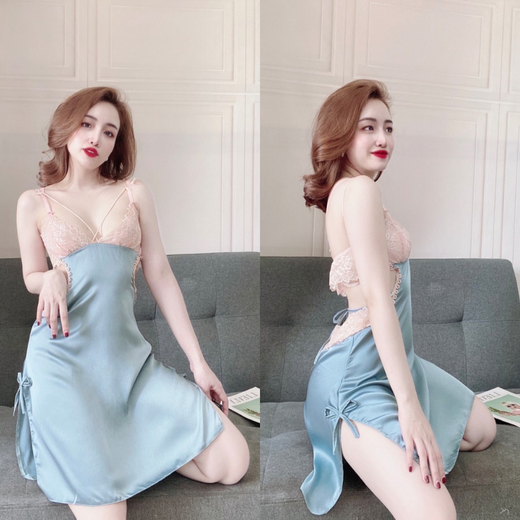 Váy ngủ sexy ❣️FREE SHIP❣️ Đầm ngủ Sexy khoét sườn vải vatin <58kg | BigBuy360 - bigbuy360.vn