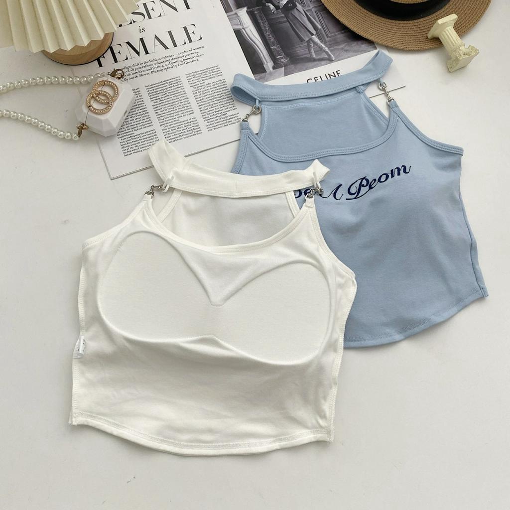 Áo croptop nữ - Áo bra cotton nữ quai cô chữ in mút mỏng tôn dáng xinh xắn Bellar B517