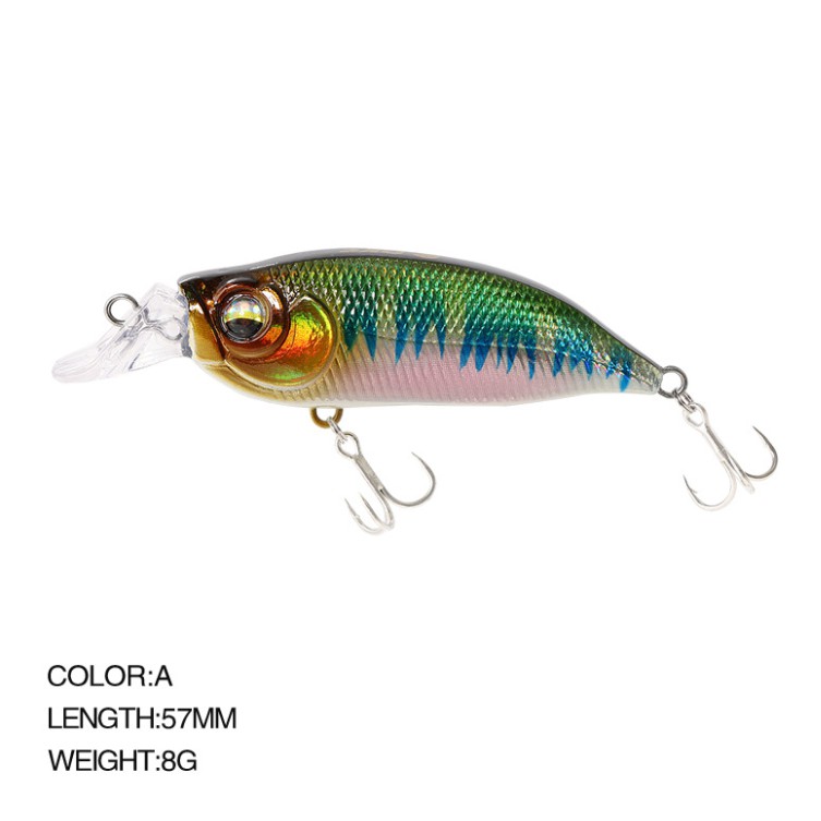 Crankbait Câu cá biển nông Mồi câu với 8 # Móc câu 57mm / 8g Mồi câu cá nước mặn nổi Minnow