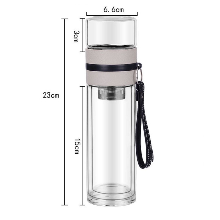 Bình Thủy Tinh 2 Lớp Pha Trà Cách Nhiệt Có Lõi Lọc Inox 304, Dung Tích 400ml (có SHIPNOW giao TRONG NGÀY)