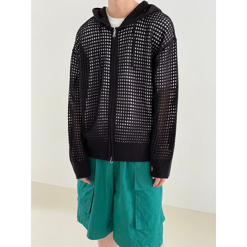 Áo Khoác Len Cardigan Có Mũ Trùm Đầu Màu Đen Mơ Mộng Phong Cách Hàn Quốc Cho Nam Giới Size M-2XL