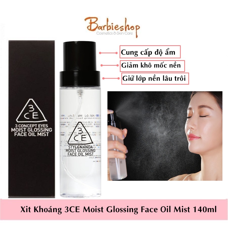 Xịt Khoáng 3CE Moist Glossing Face Oil Mist 140ml